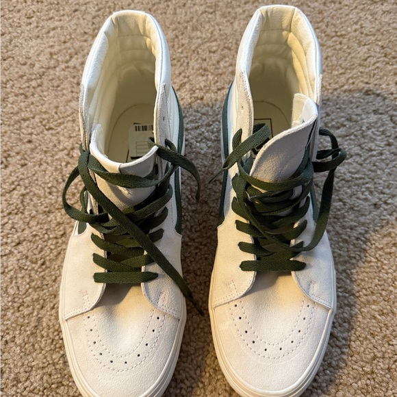 Vans White and Green High-Top Sneakers - Picture 1 of 12